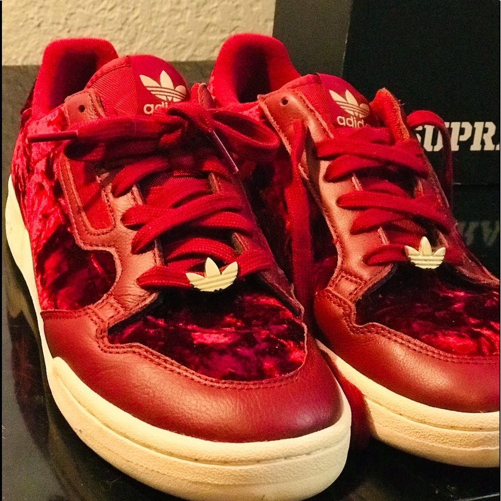 Adidas red suede